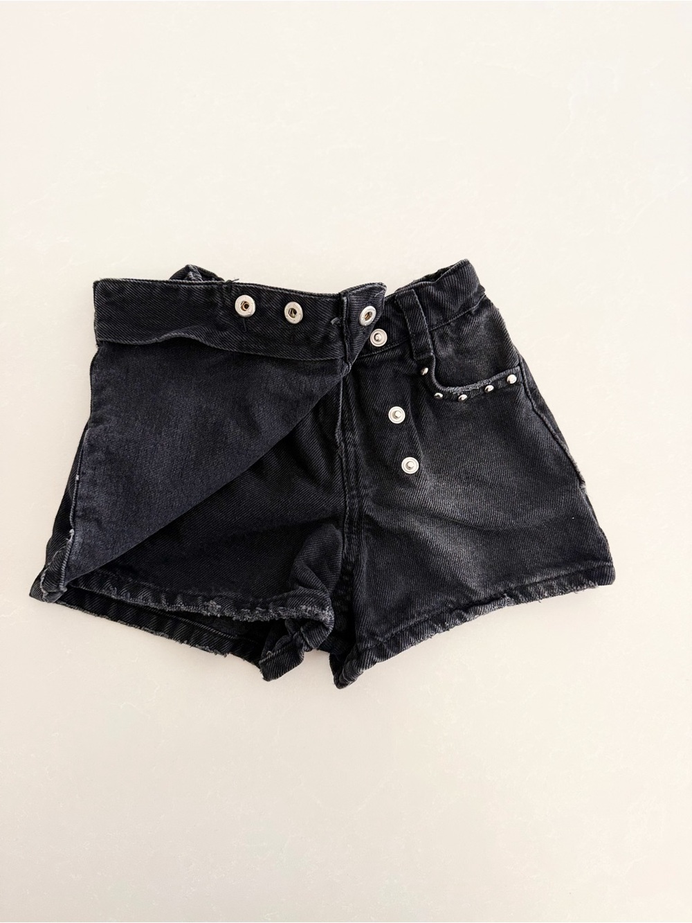 Zara Kids Washed Black Denim Skort • Size 2-3Y